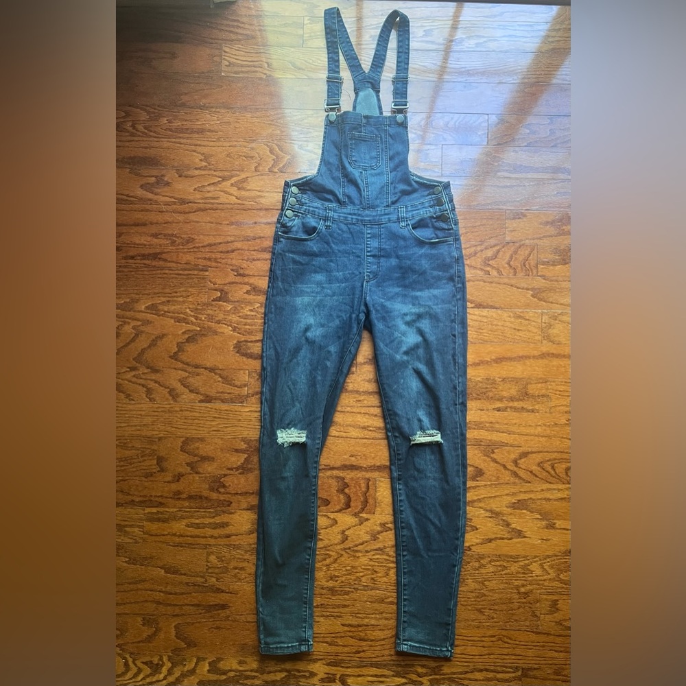 Fashion Nova Dark Blue Denim Overalls